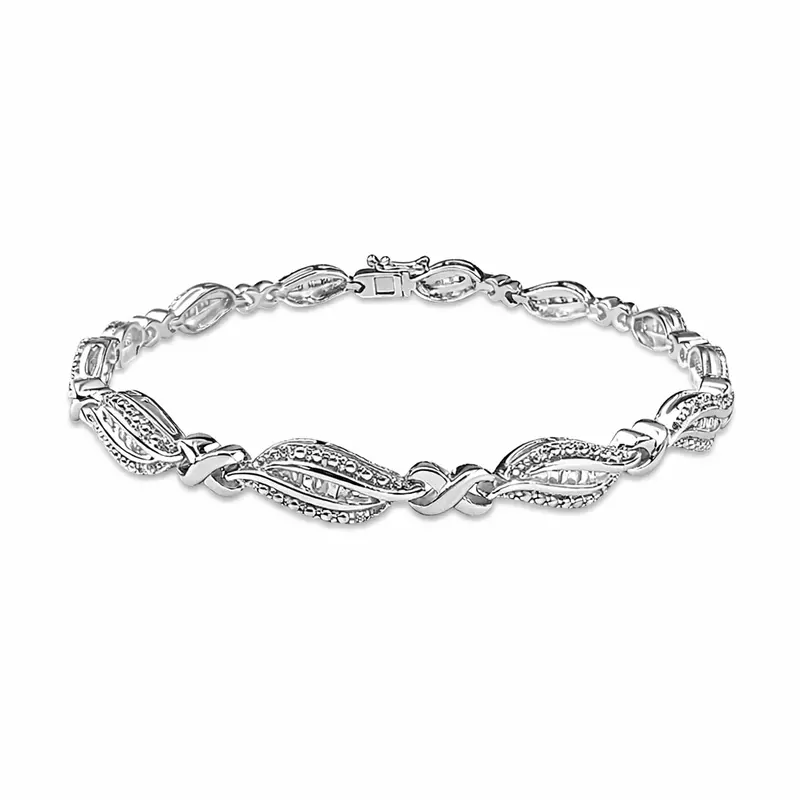 Frosted Leaf Diamond Bracelet 1