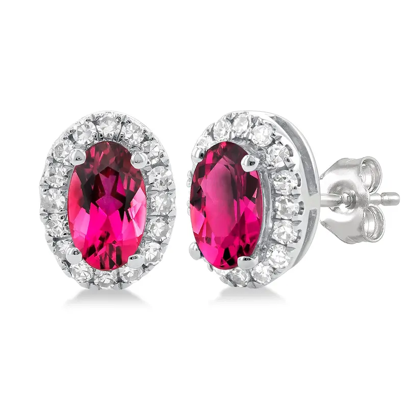 Fuchsia Flame Pink Tourmaline Earrings 1