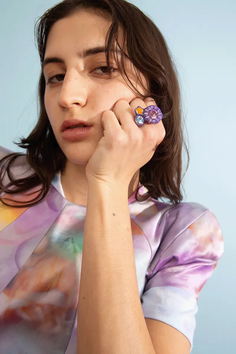 Glitter Lilac Candy Gem Ring 2