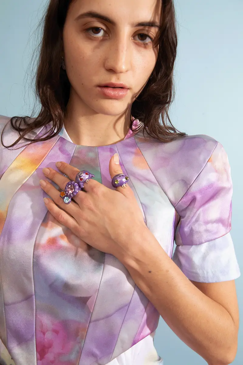 Glitter Lilac Candy Gem Ring 3