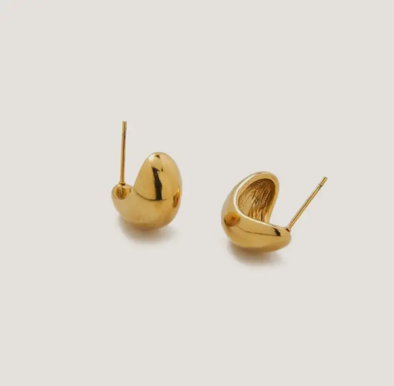 Gold Chunky Teardrop Hoops 1