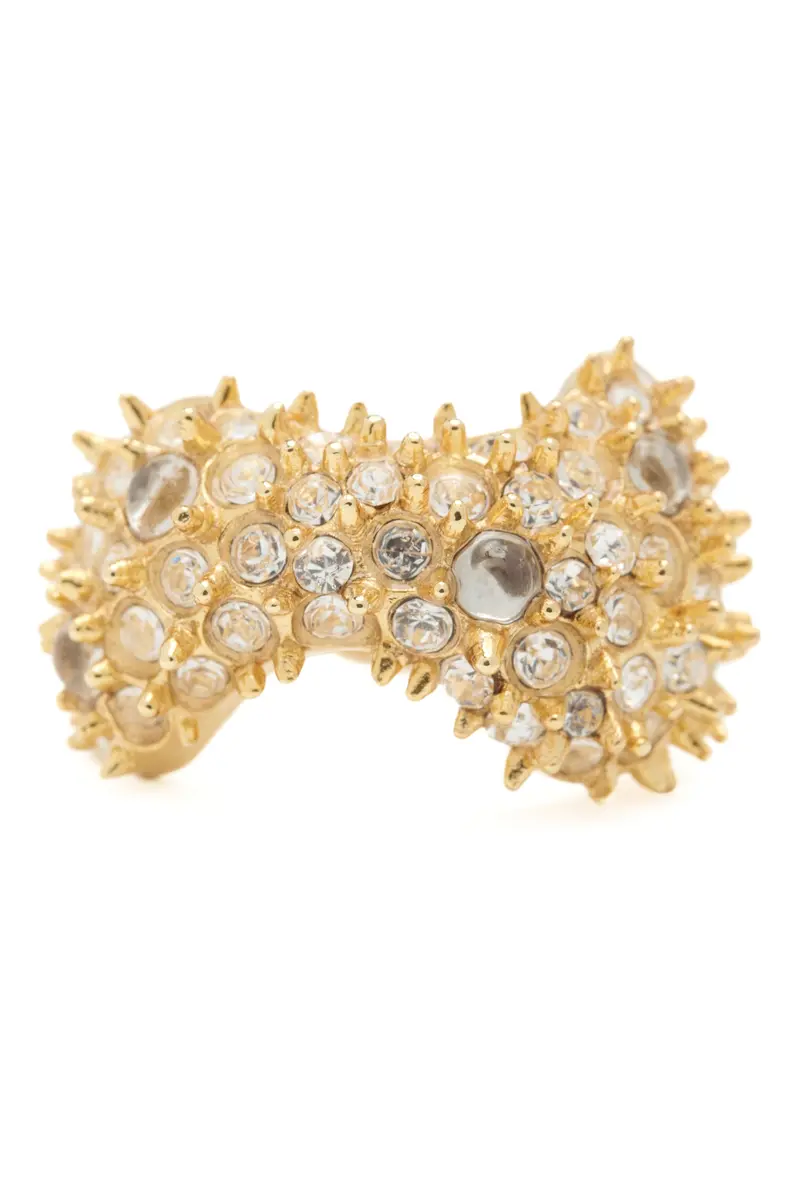 Gold Clear Bat Spike Ring 1
