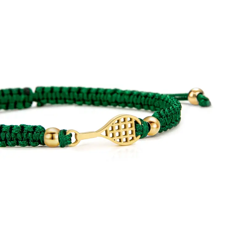 Gold Tennis Dark Green Braided Bracelet 1