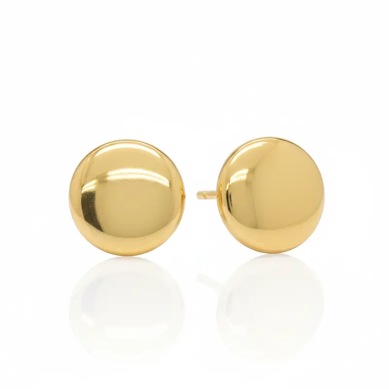 Golden Button Stud Earrings 1