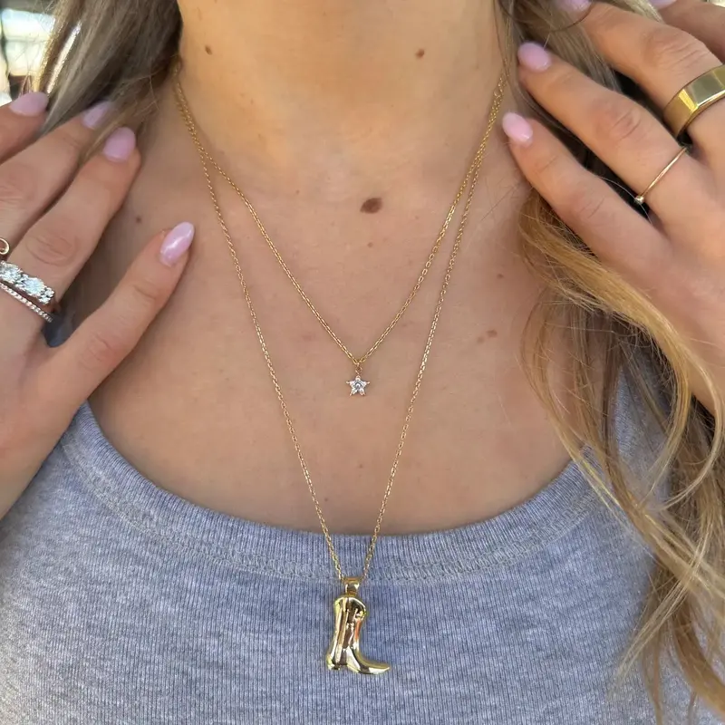 Golden Cowboy Boot Adjustable Necklace 1