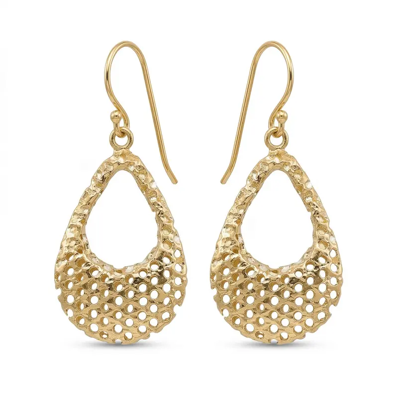 Golden Lattice Teardrop Earrings 1