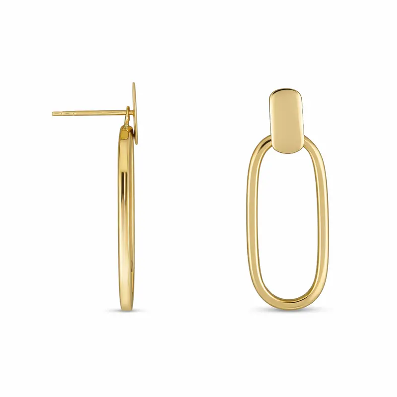 Golden Oval Drop Stud Combo Earrings 1