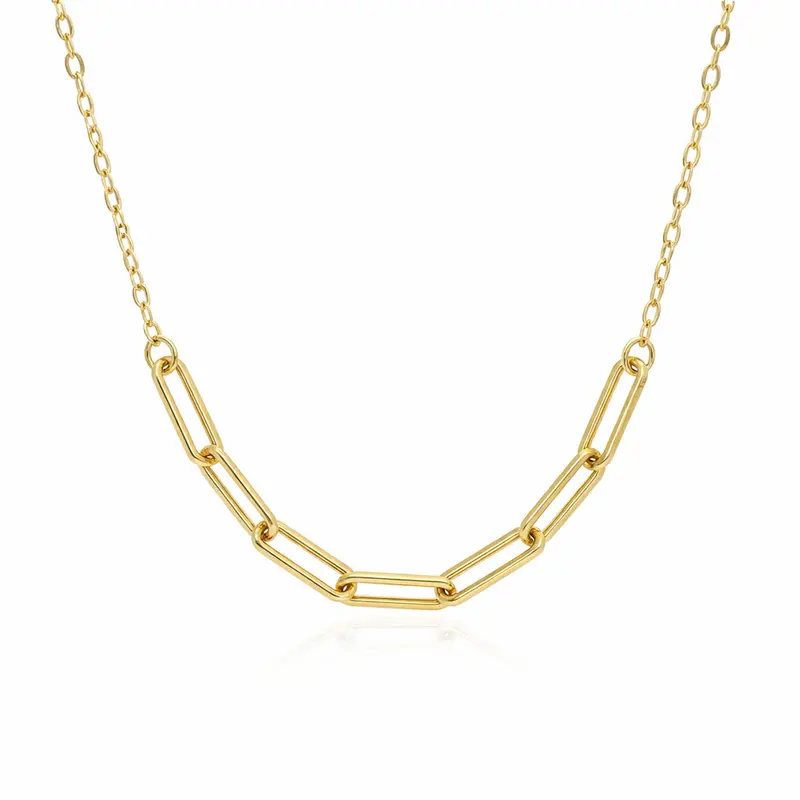 Golden Paperclip Link Necklace 1