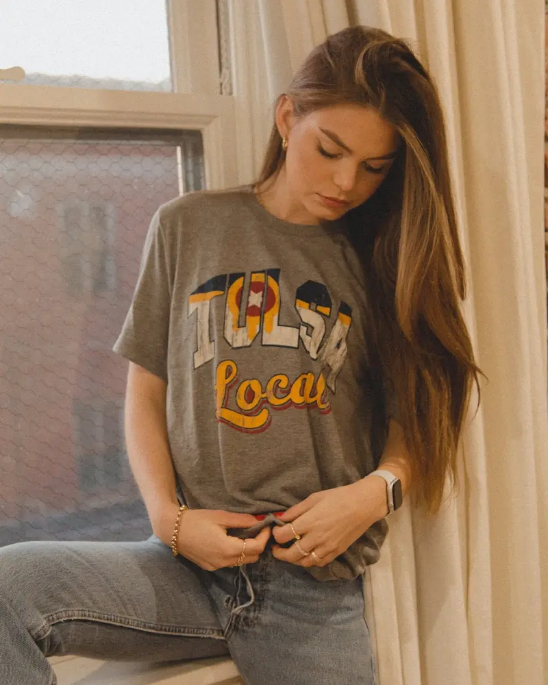 Gray Tulsa Local Flag Triblend Tee (Final Sale) 1