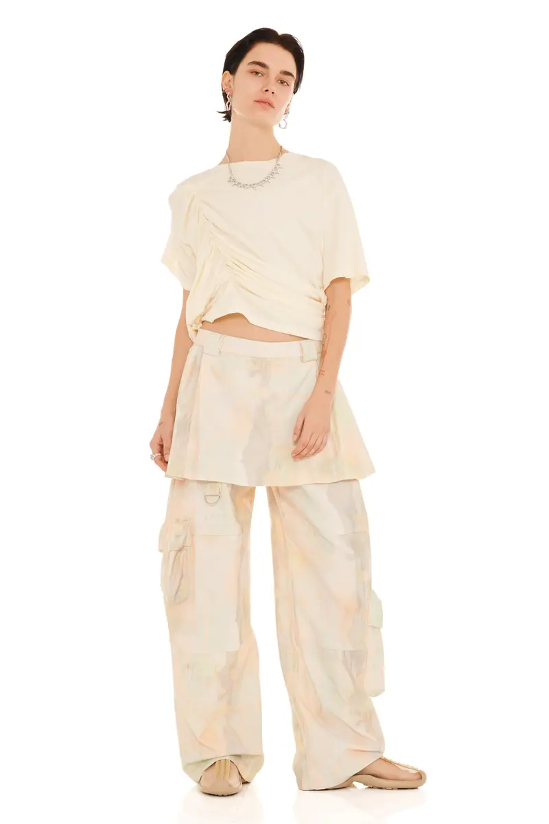 Gua Sha Plaid Lawn Skirt Cargo Pant 1