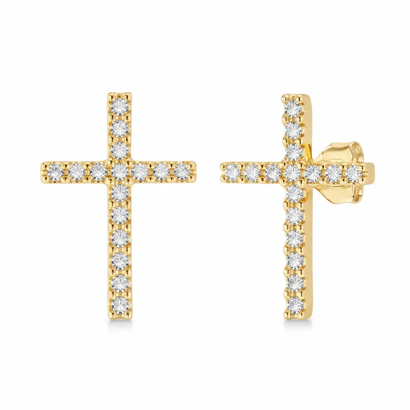 Guided Light Diamond Cross Stud Earrings 1