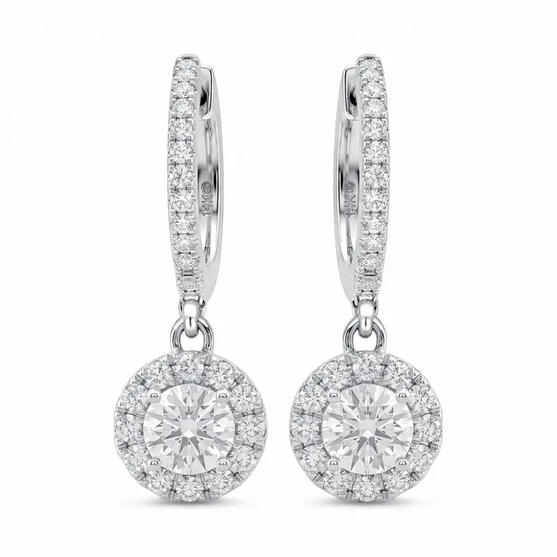 Halo Drift Diamond Drop Earrings 1