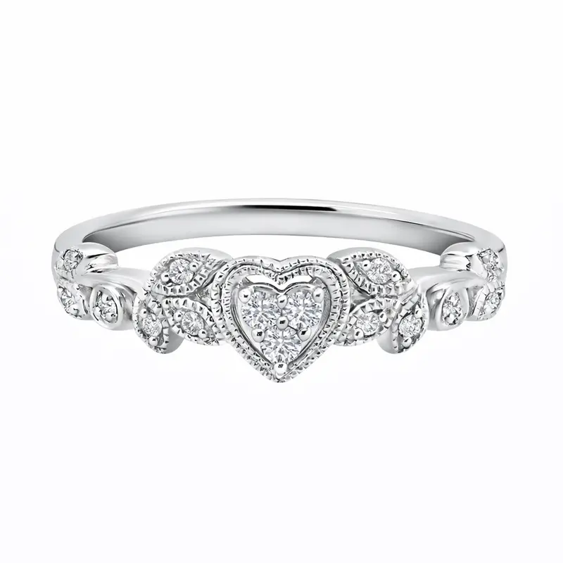Heartfelt Round Diamond Promise Ring 1