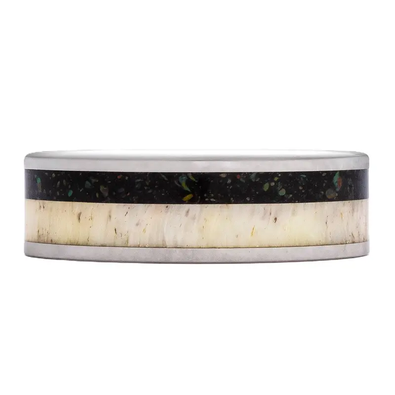 Heavy Stone® Antler Black Opal Men's Band 1