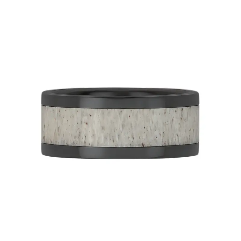 Heavy Stone® Black Ceramic Antler Men's Band 1