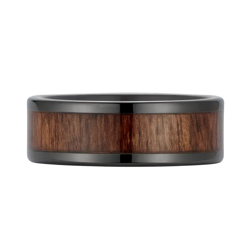 Heavy Stone® Black Ceramic Koa Wood Men's Band 1
