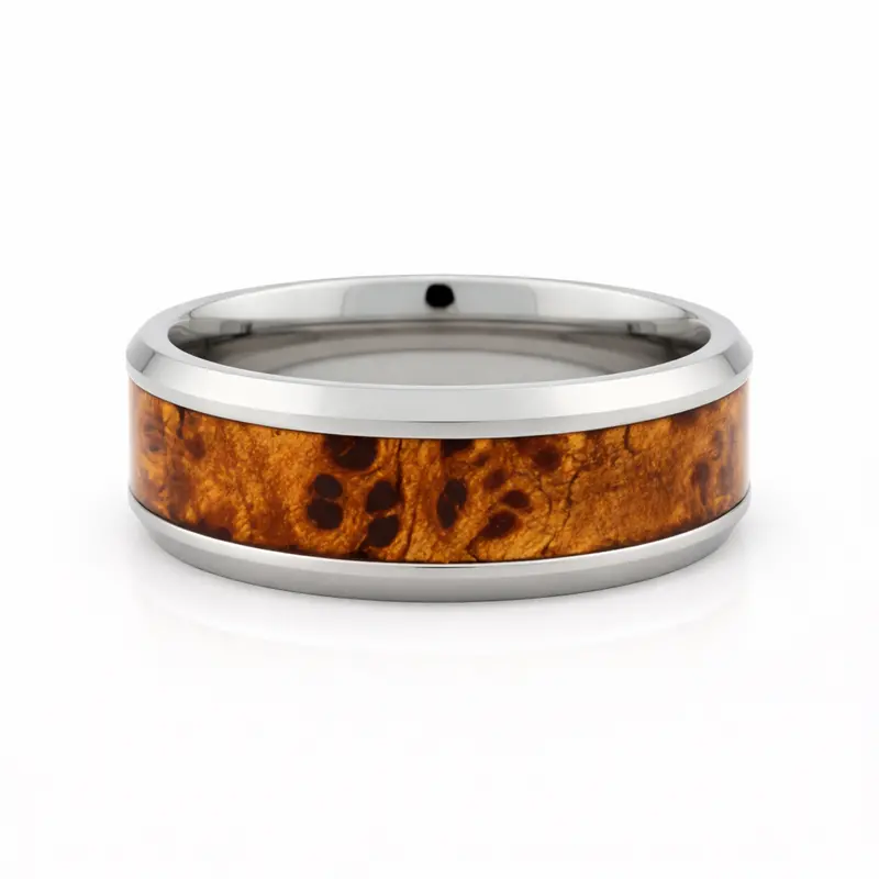 Heavy Stone® Burl Wood Tungsten Men's Band 1