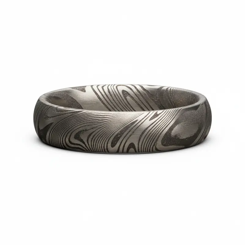Heavy Stone® Domed Damascus Steel Men's Band 1