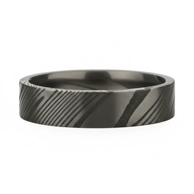 Heavy Stone® Flat Damascus Steel Men’S Band 1