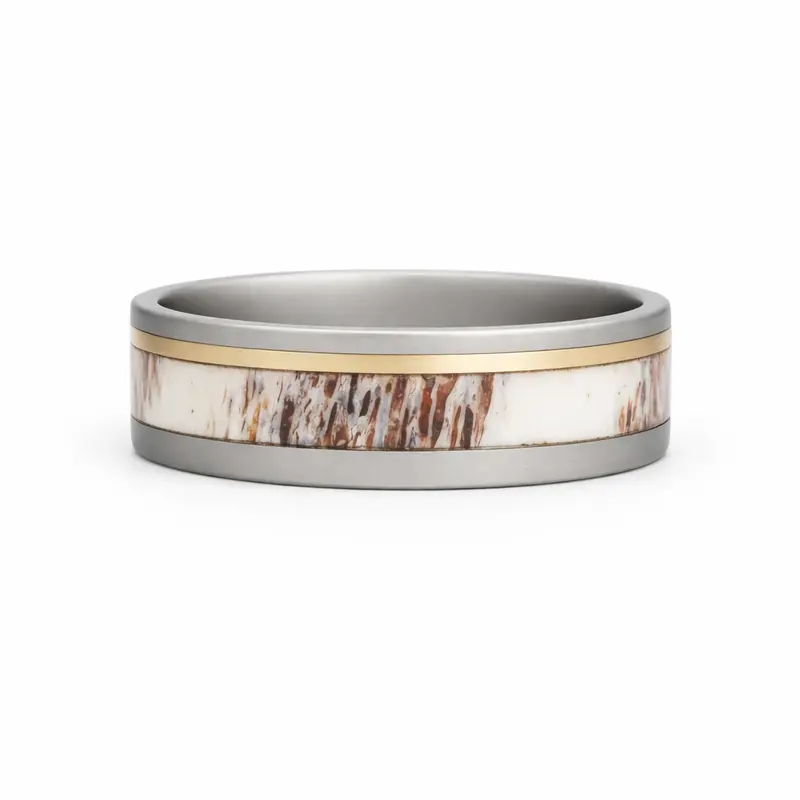 Heavy Stone® Gold Pinstripe Antler Men's Band 1