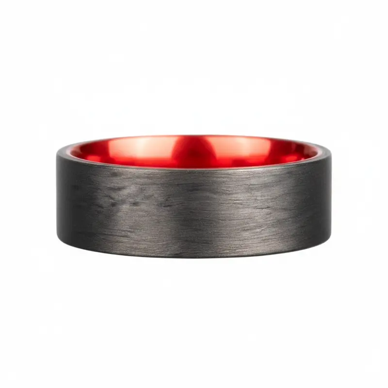 Heavy Stone® Red Anodize Carbon Fiber Men's Band 1