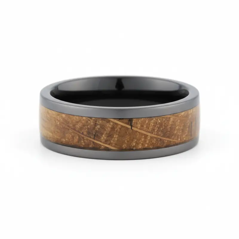 Heavy Stone® Whiskey Barrel Black Ceramic Men's Band 1