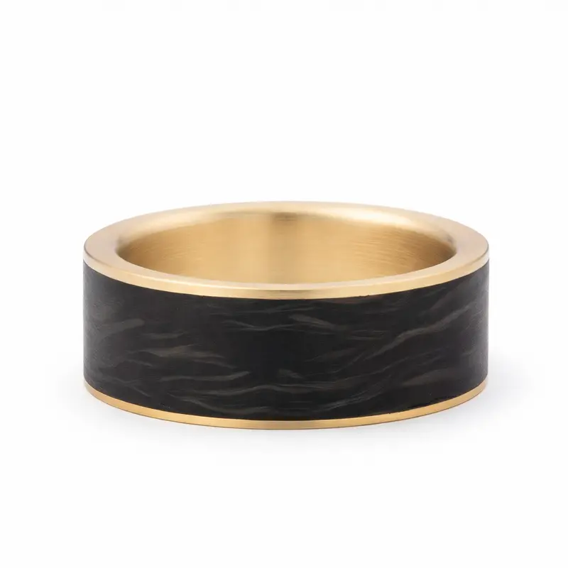 Heavy Stone® Yellow Gold Carbon Fiber Men's Band 1