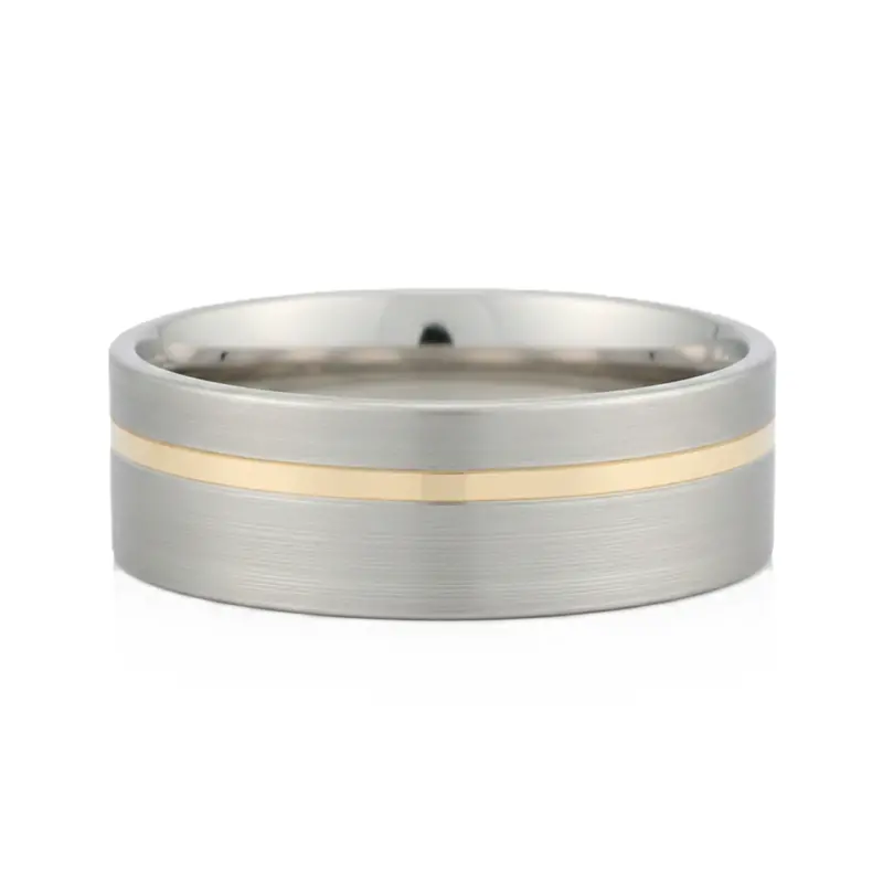 Heavy Stone® Yellow Gold Pinstripe Cobalt Men's Band 1