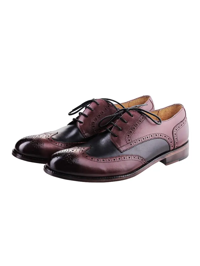 Heimdall Loki Wingtip Derby Two Tone Black Dark Burgundy 1