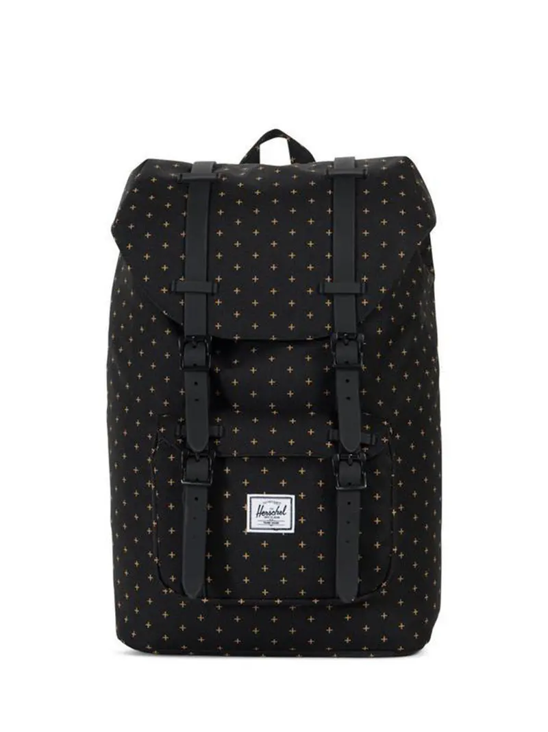 Herschel Little America Mid Backpack Black Grid Lock Gold 17L 1
