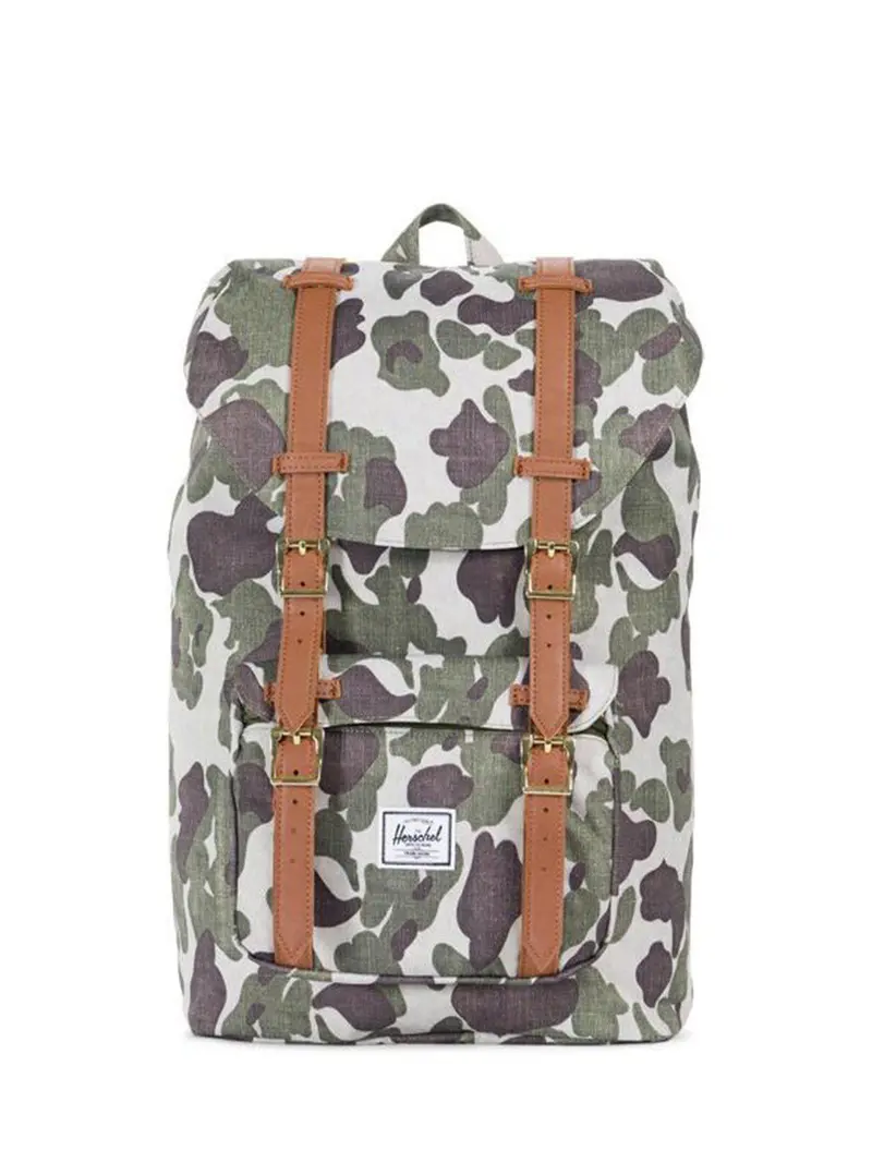 Herschel Little America Mid Backpack Frog Camo Tan Synthetic Leather 17L 1