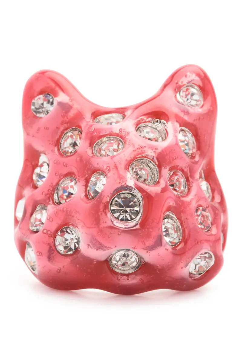 Hot Pink Puffy Bunny Ring 1