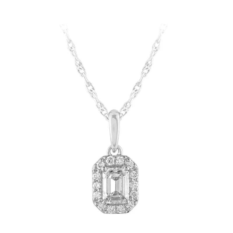 Iced Inferno Emerald Cut Halo Pendant 1