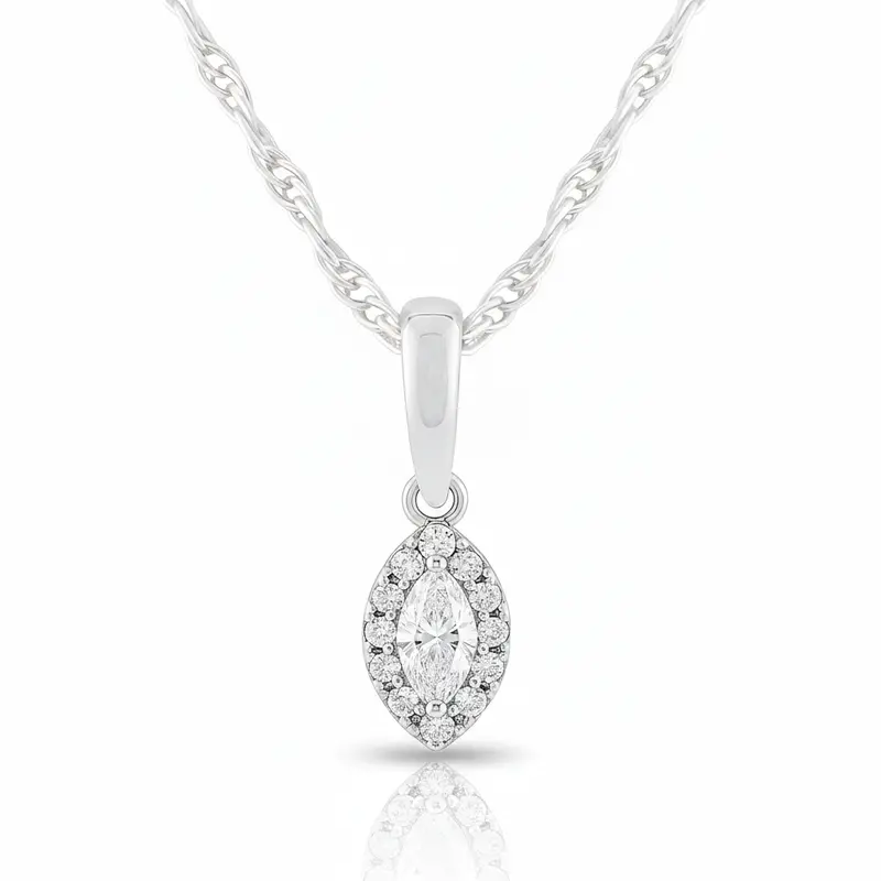Iced Inferno Marquise Cut Halo Pendant 1
