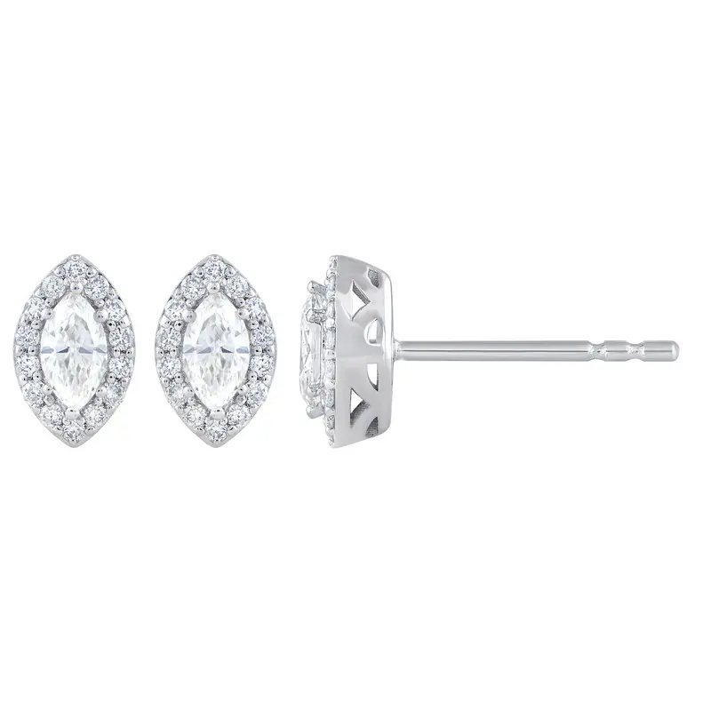 Iced Inferno Marquise Halo Studs 1