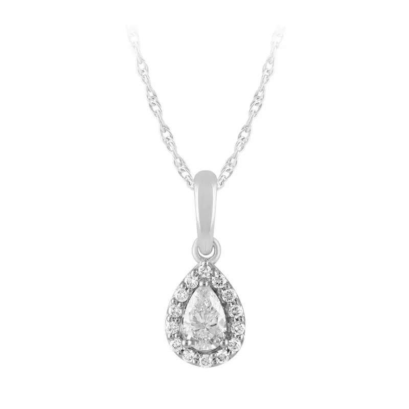 Iced Inferno Pear Halo Pendant 1