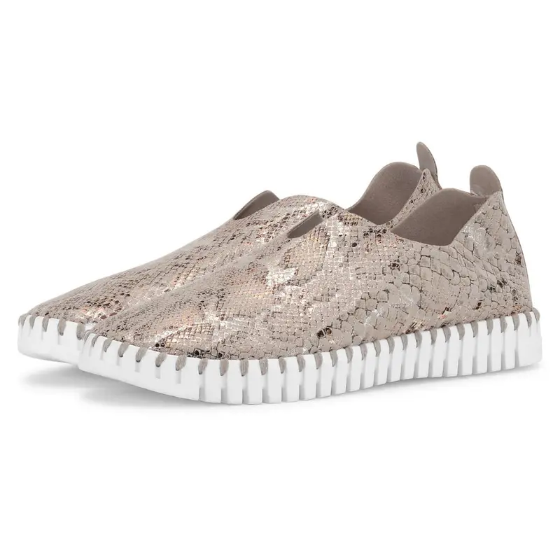 Ilse Jacobsen Tulip Metallic Flats - Snake Print 1