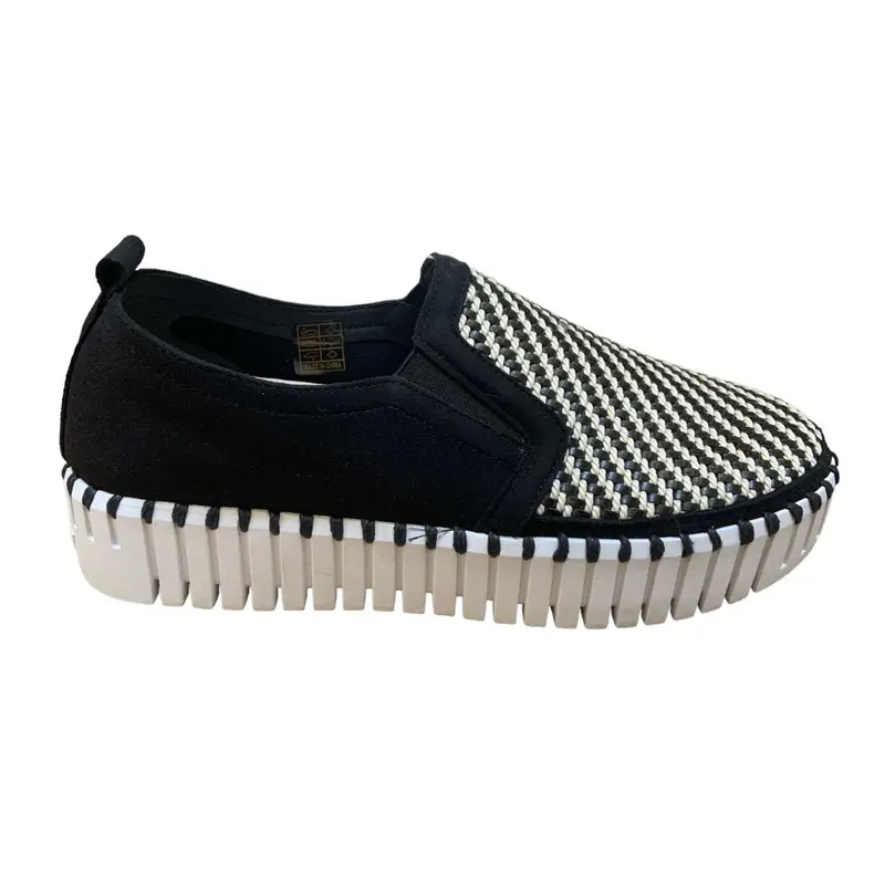 Ilse Jacobsen Woven Platform Loafer - Black/White - Us 10 1