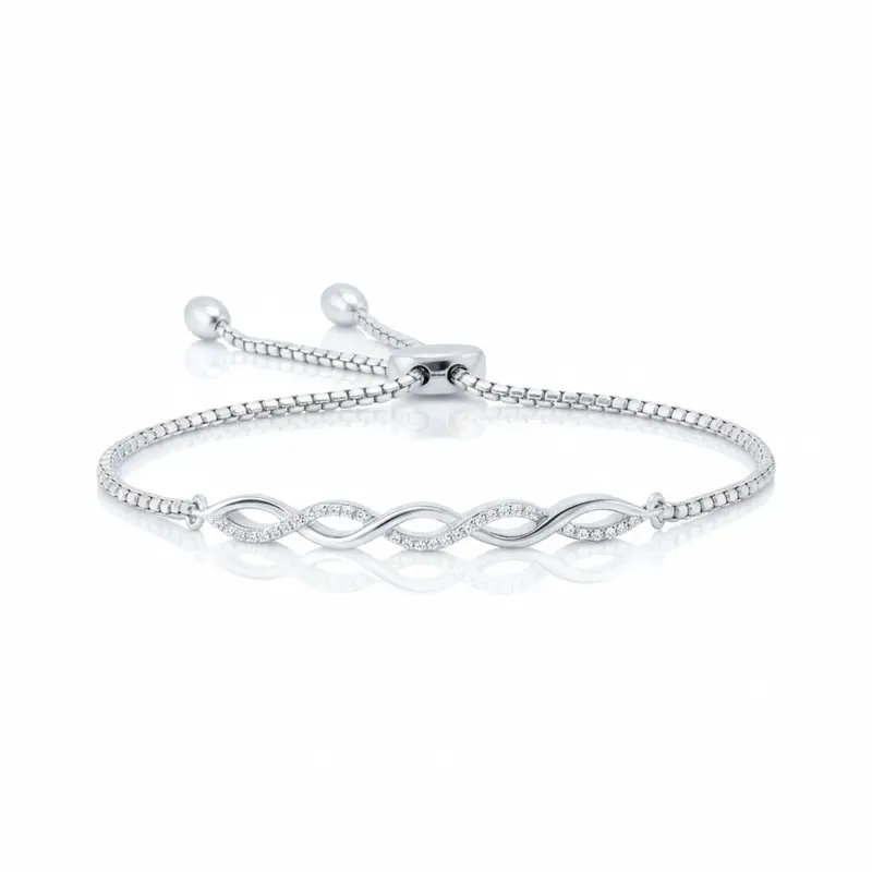 Infinity Twist Diamond Bolo Bracelet 1