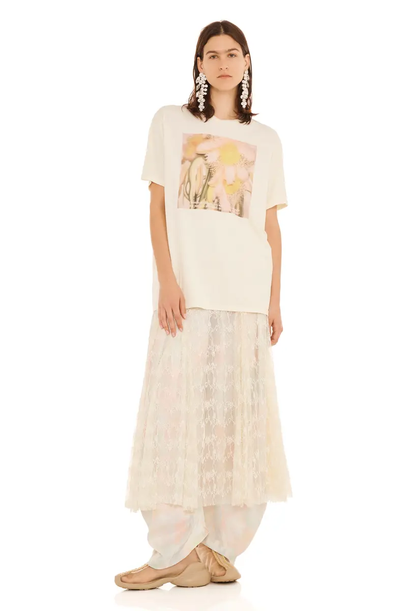 Ivory Flower Petal Graphic Tee 1