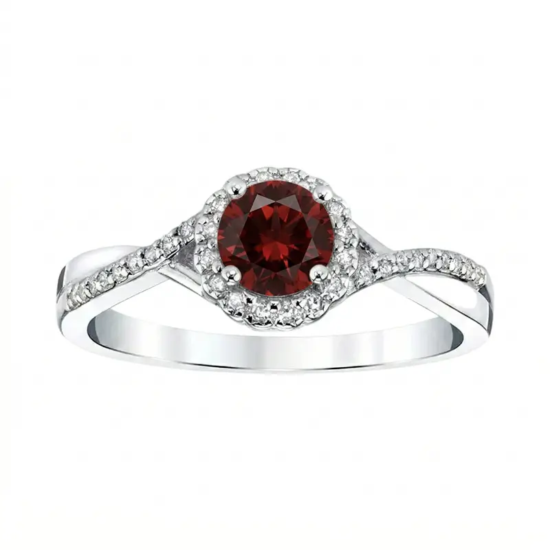 January Berry Garnet Halo Ring 1
