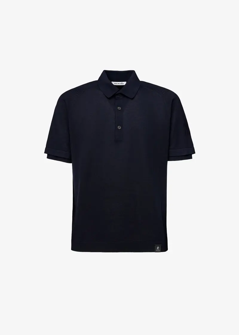 Jersey In Frescofine With Side Slits And Blue Lineated Buttons 1