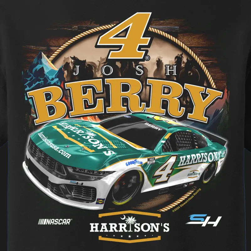 Josh Berry 2024 Harrison's Stewart-Haas Racing Dark Horse T-Shirt 1