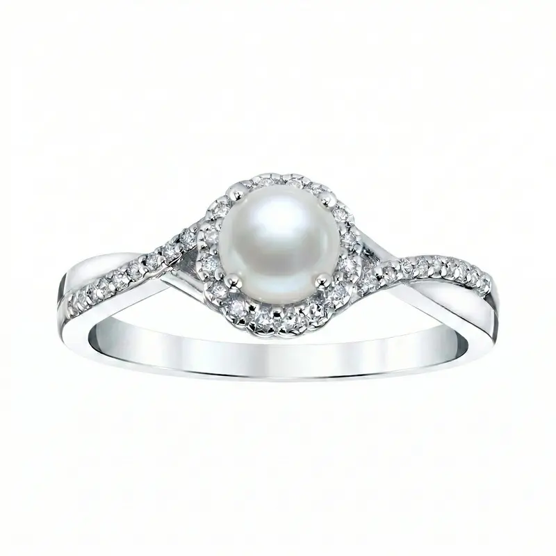 June Whisper Pearl Halo Ring 1