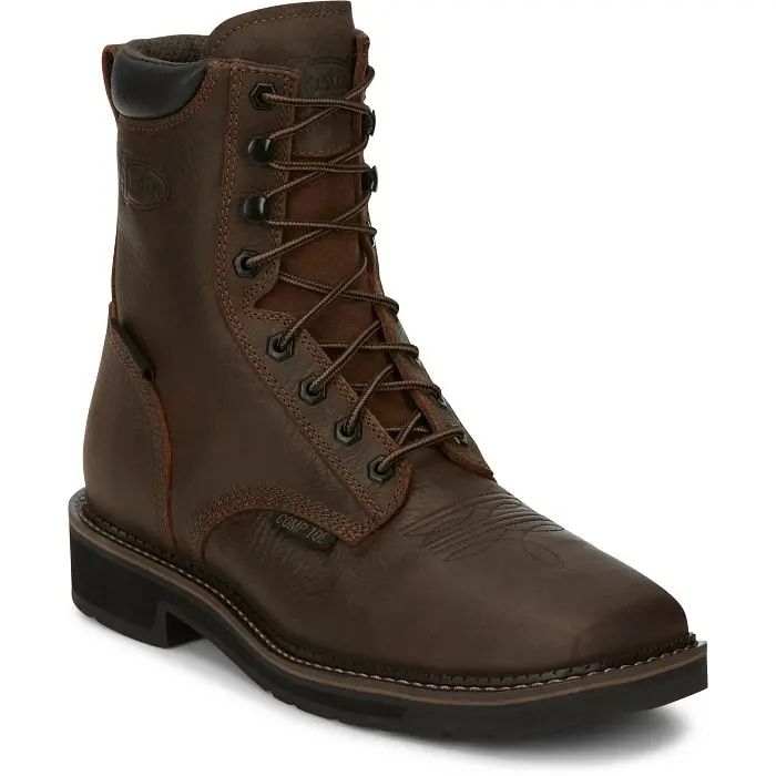 Justin Men's Driller Eight-Inch Composite Toe Waterproof Lace-Up Work Boot 1