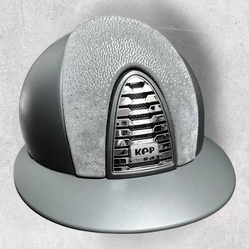 Kep Italia Cromo 2.0 Gray Suede & Crystals Custom Polo Brim Helmet 1