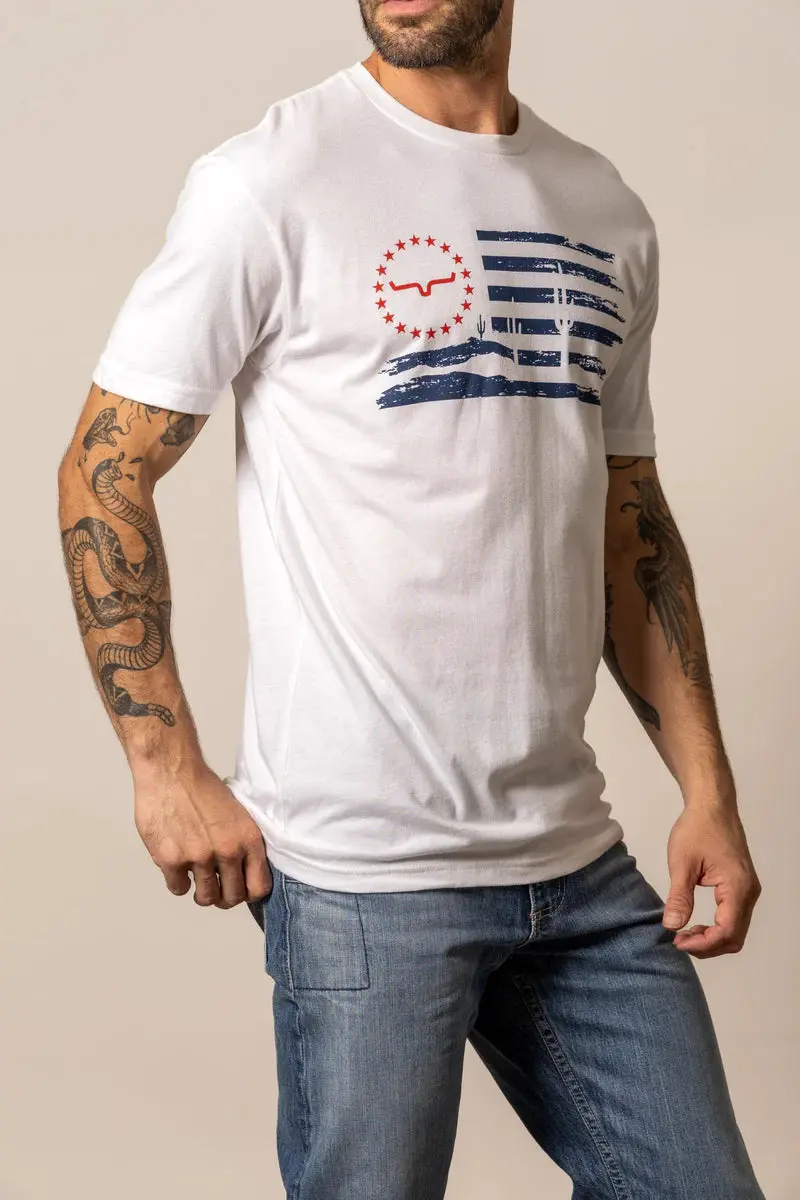 Kimes Ranch Men's Faded American Flag T-Shirt 1