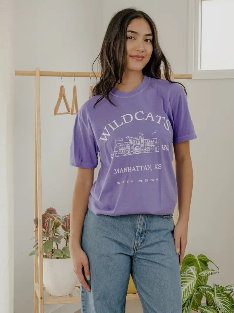 Ksu Wildcats Stadium Coordinates Violet Tee 1