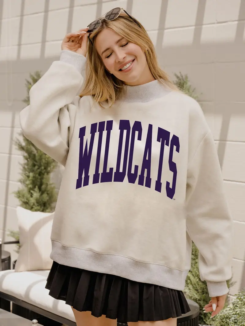 Ksu Wildcats Tall Boy Gray Mock Neck Reversible Sweatshirt 1