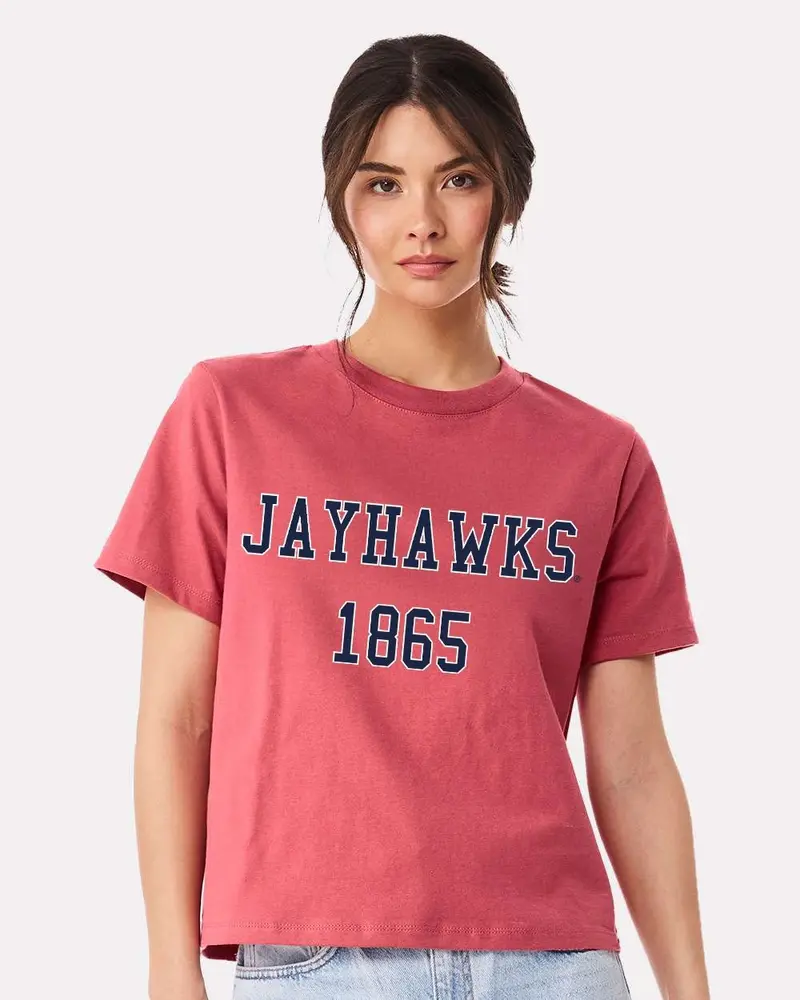 Ku Jayhawks College Block Puff Ink Red Ellie Perfect Tee 1